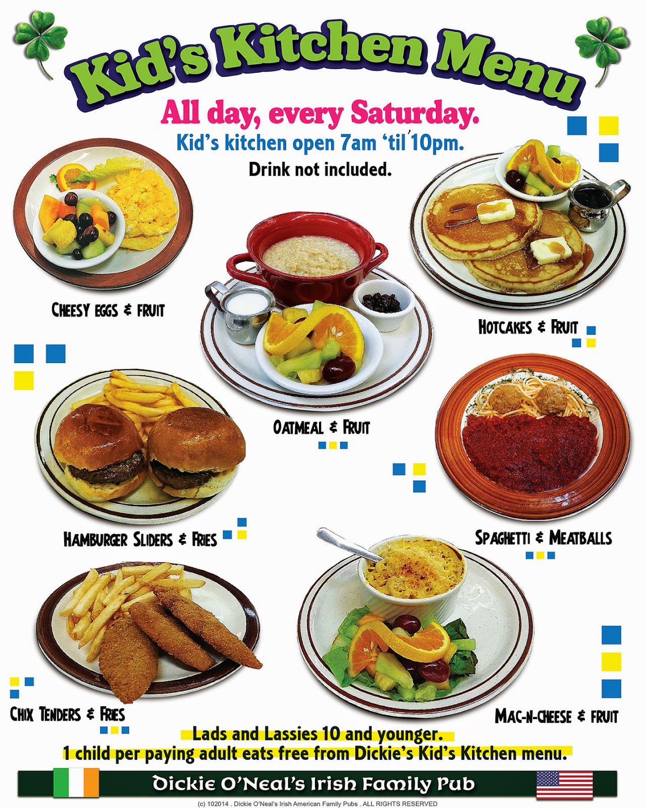 Dickie O'Neal's IrishAmerican Family Pub Restaurant Kids eat free