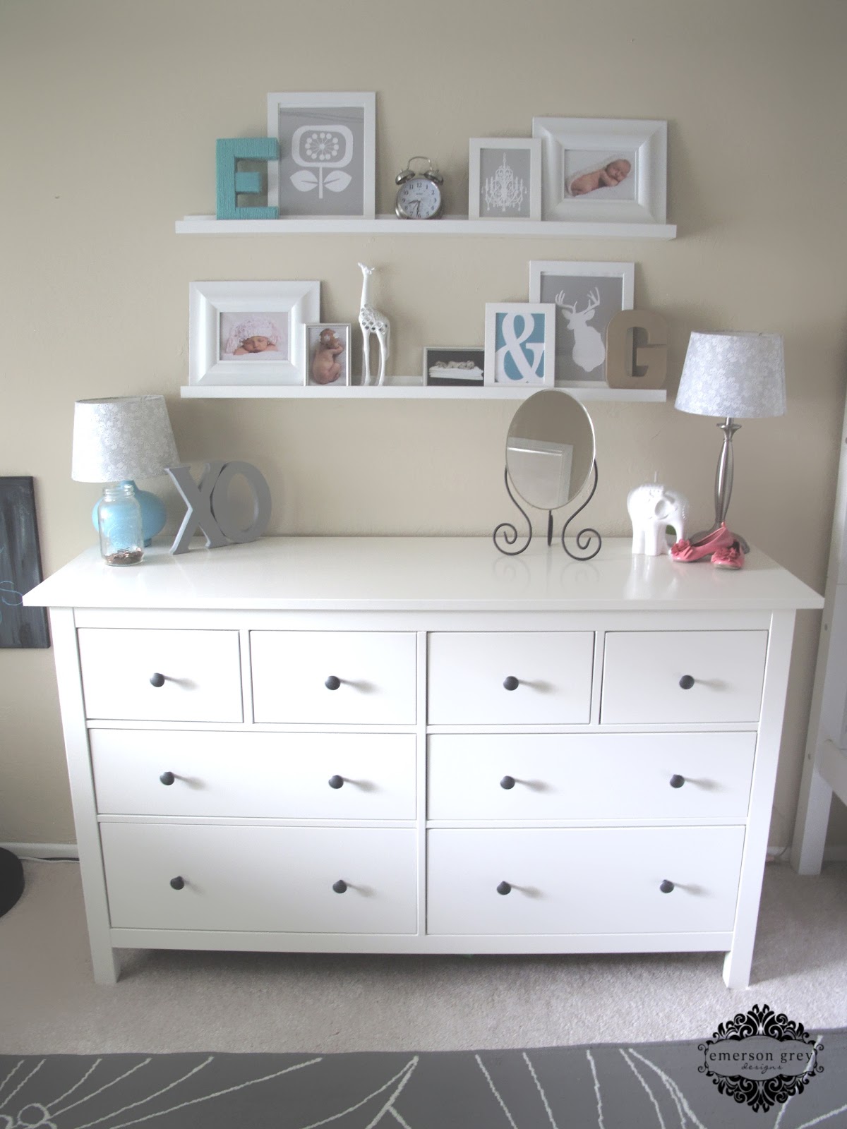 Love the shelves above the dresser. Dresser decor, Ikea shelves