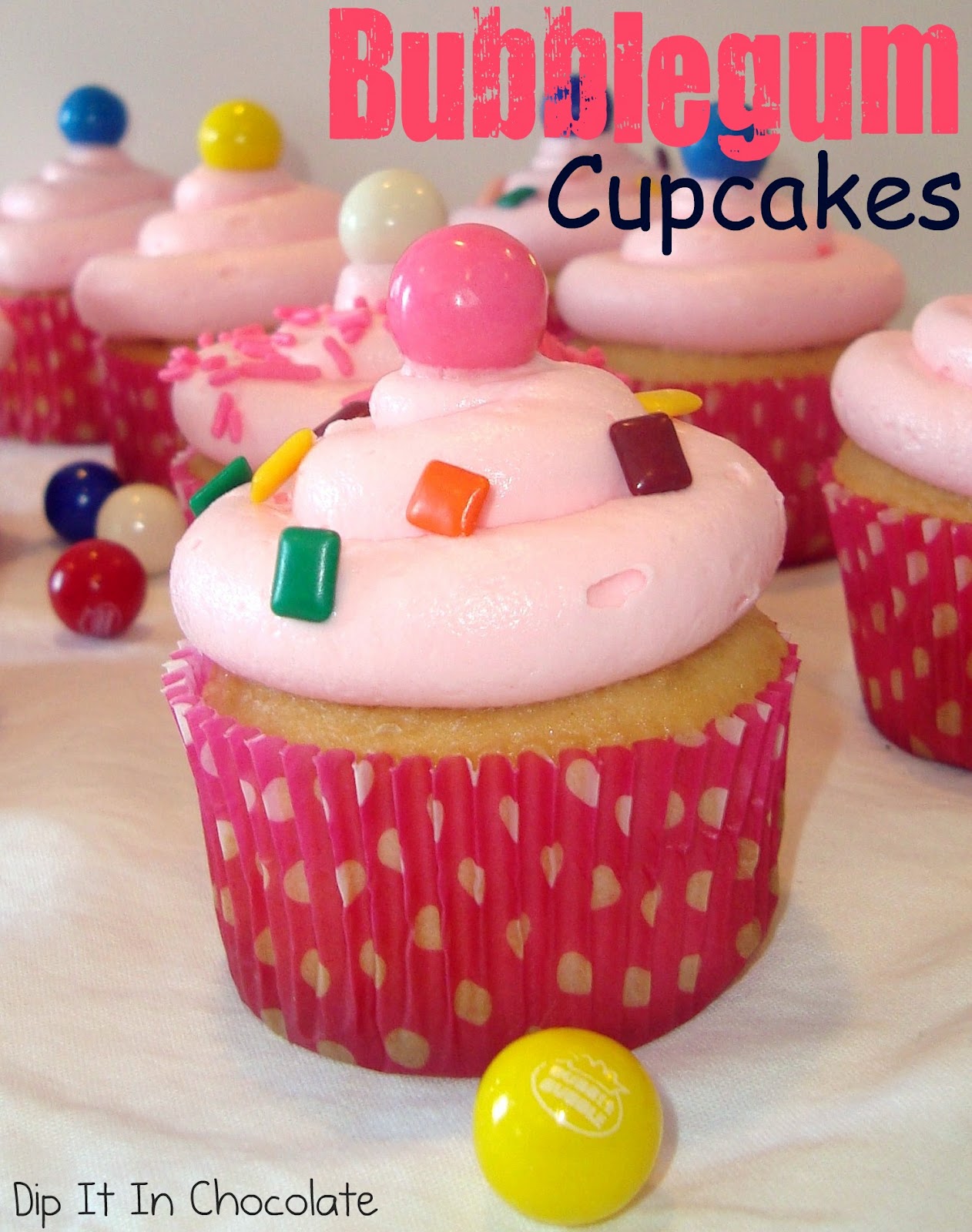 Bubblegum Cupcakes Dip it in Chocolate