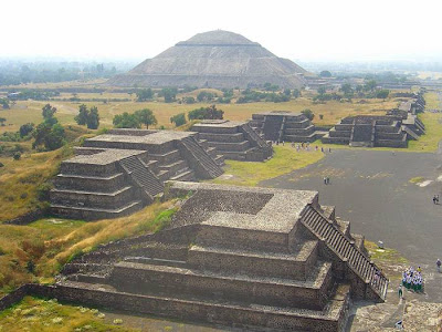 Pyramid of the Sun in Teotihuacan — Mexico Pyramid of the Sun, It was massive, one of the first great cities of the Western Hemisphere. And its origins are a mystery. It was built by hand more than a thousand years before the swooping arrival of the Nahuatl-speaking Aztec in central Mexico. But it was the Aztec, descending on the abandoned site, no doubt falling awestruck by what they saw, who gave it a name: Teotihuacan. A famed archaeological site located fewer than 30 miles (50 kilometers) from Mexico City, Teotihuacan reached its zenith between 100 B.C. and A.D. 650. It covered 8 square miles (21 square kilometers) and supported a population of a hundred thousand, according to George Cowgill, an archaeologist at Arizona State University and a National Geographic Society grantee.