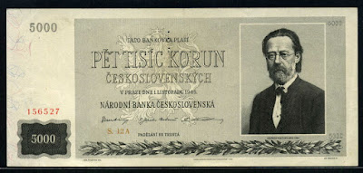 Czechoslovakia 5000 Czech Korun banknote currency pictures