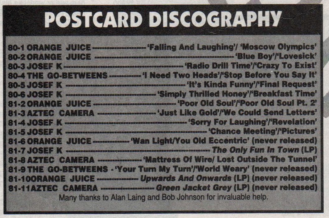 sound of young scotland Return To Sender Postcard Records