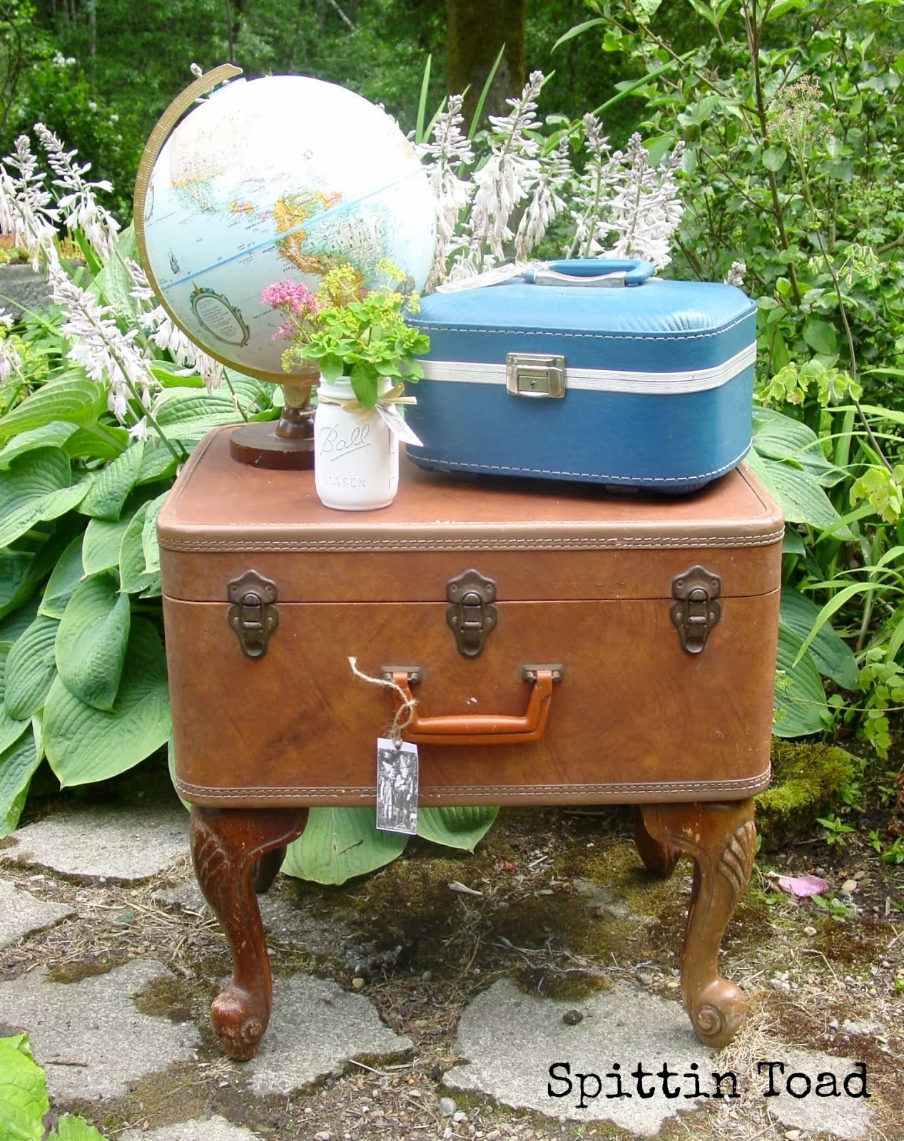 suitcase side table
