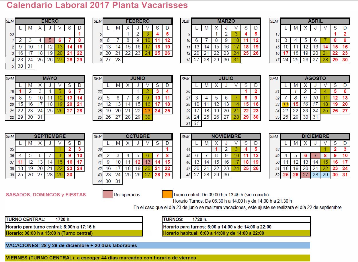 Calendario Laboral 2017