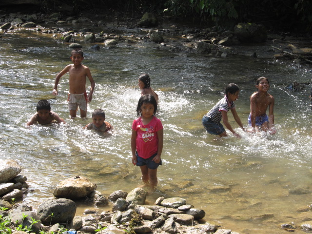 playing in the river