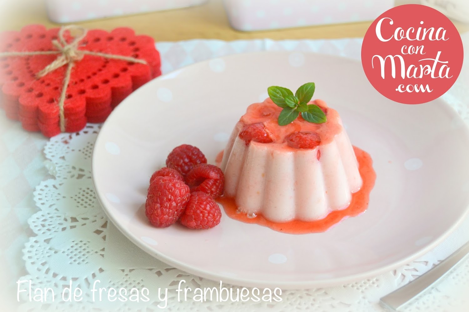 Flan de fresas y frambuesas