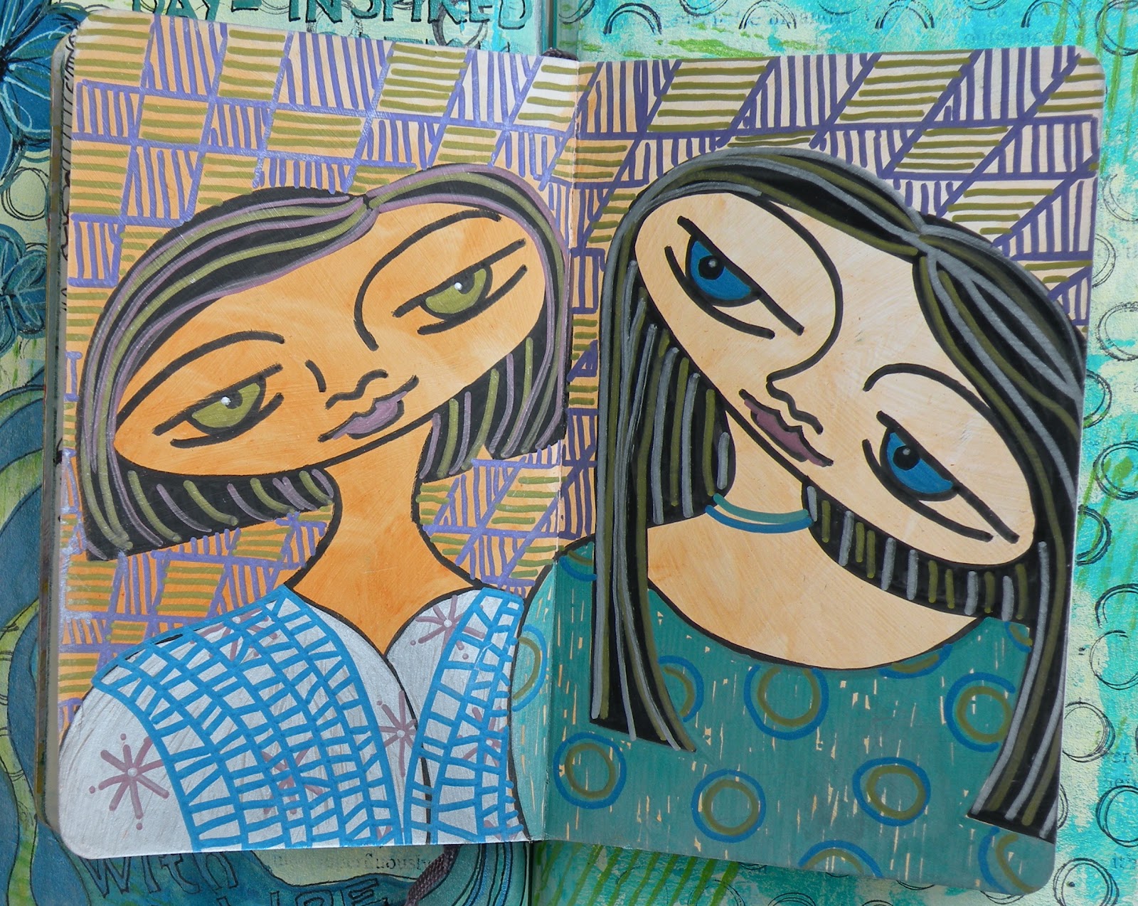 What I Made Today: A Mother Daughter Doodle - Faces 17 & 18