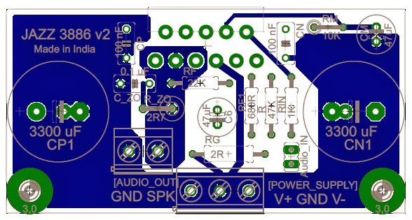 DIY Audio Amplifier Blog. : Dual layer LM3886 PCB, Jazz 3886 V2