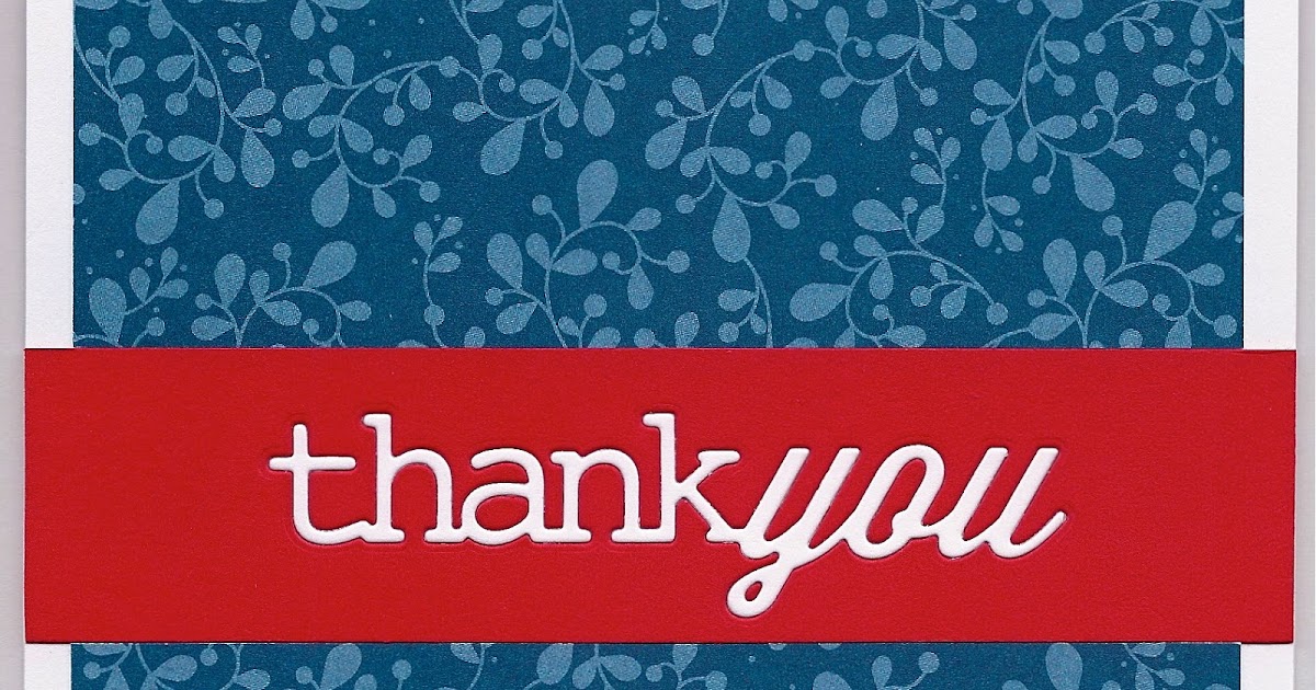 Mostly Markers Cards Red and White Thank You on Blue Pattern