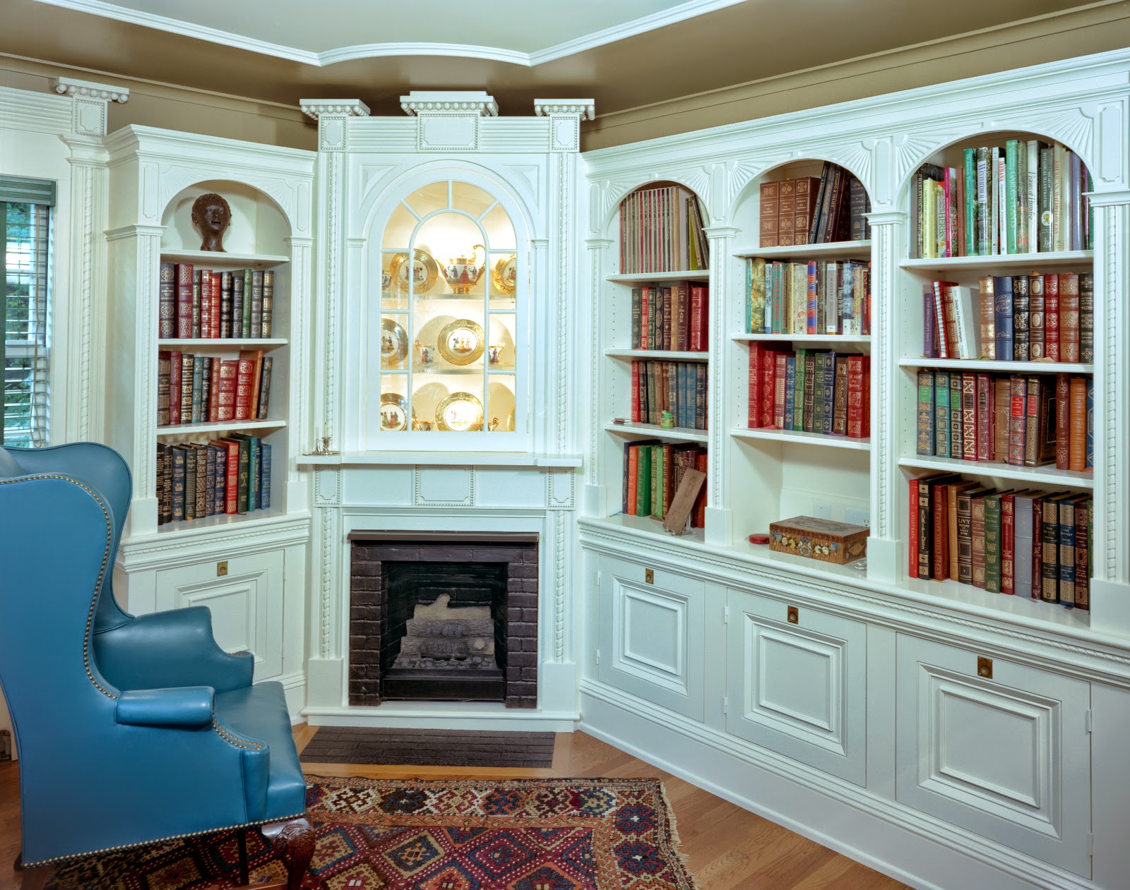 various decorative elements of the original library together with the requirements of a modern home