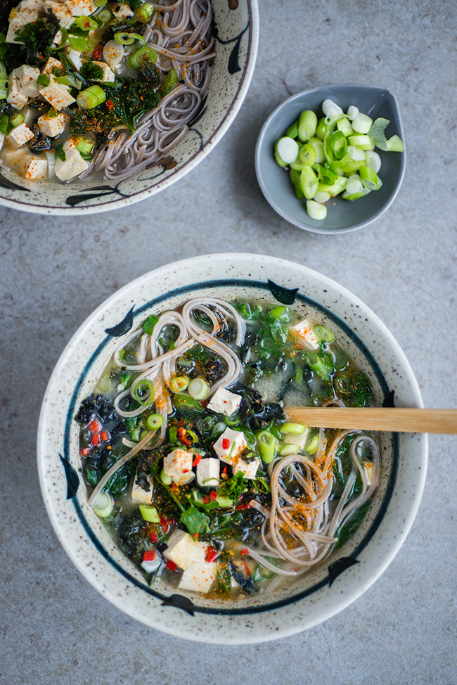Japanese Miso, Kale and Tofu Soup and In the Mood for Healthy Food Book