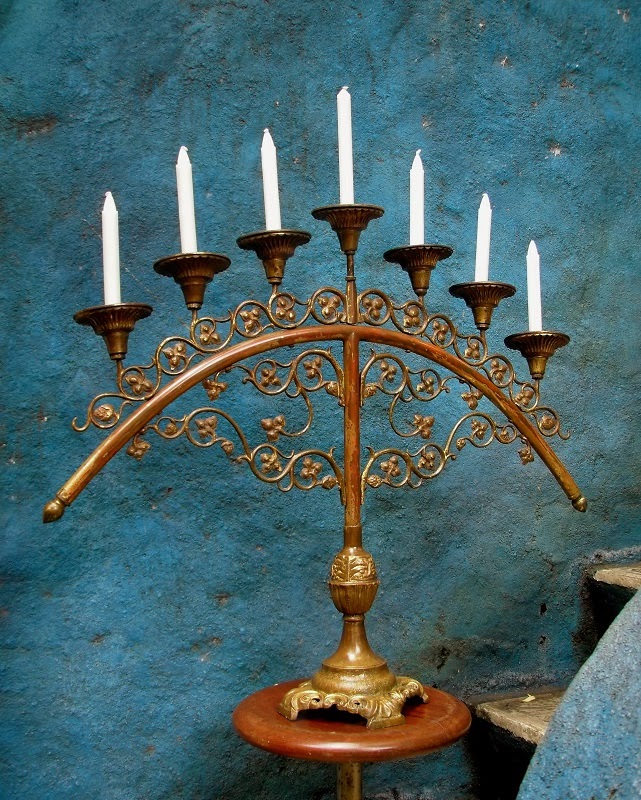 PATINA ANTIK OLD BRASS CHURCH CANDELABRA