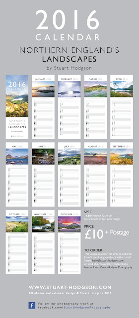 My 2016 Calendar - featuring photos of my best landscapes from Northern England, including the Lake District, Northumberland & Yorkshire. Christmas Present Gift walking hiking photography ideas