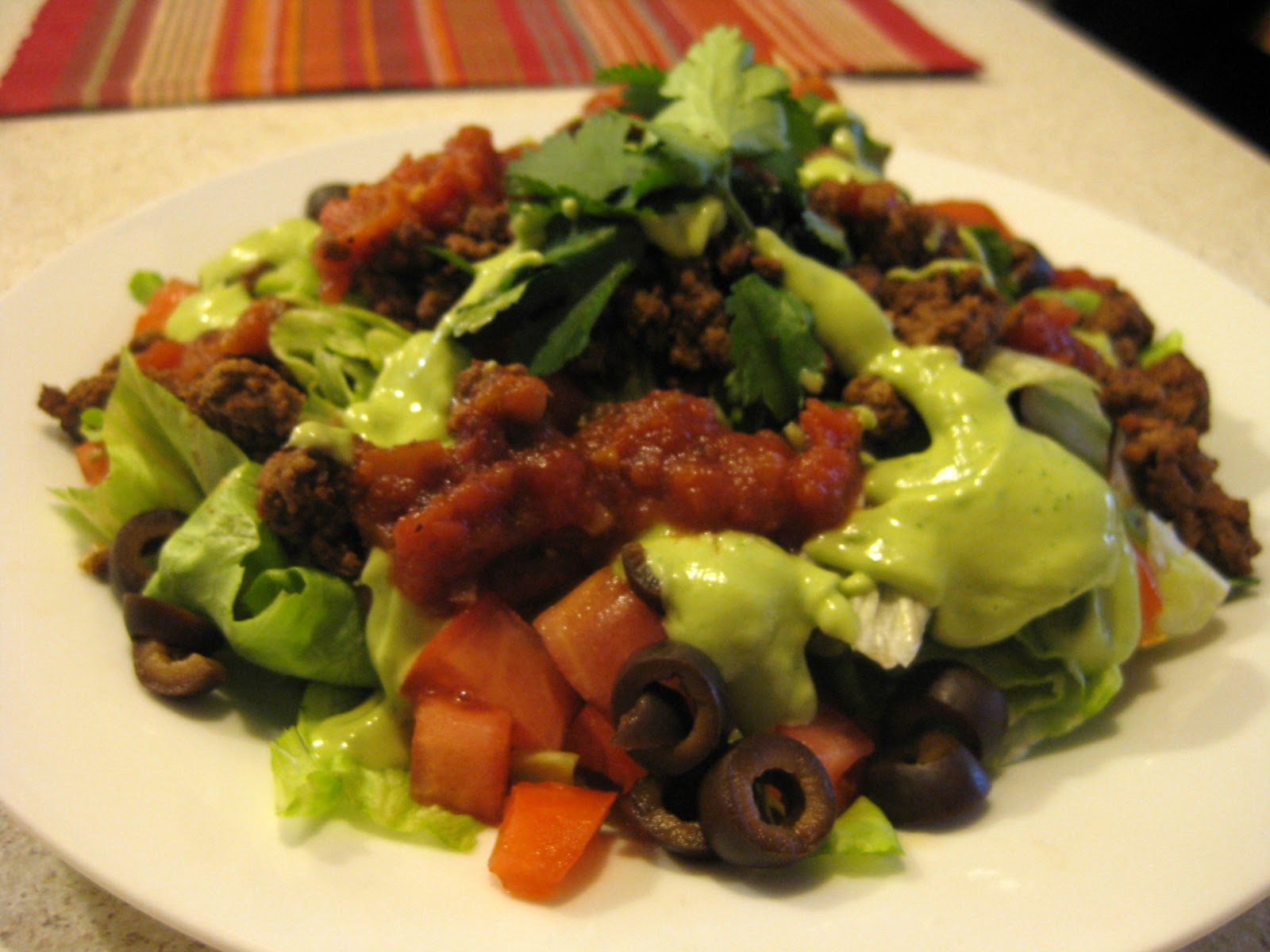 Chow Bella Beef Taco Salad with AvocadoCilantroLime Dressing