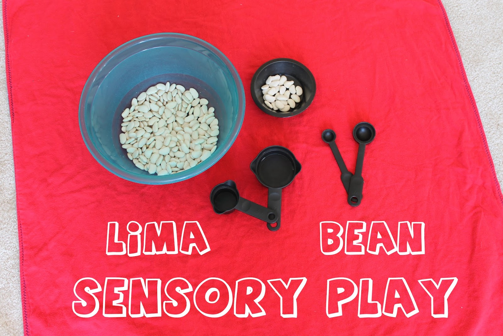 Serving Pink Lemonade Lima Bean Sensory Play