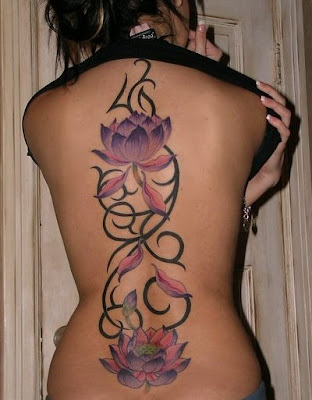 women flower tribal tattoo