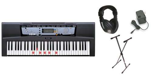 Yamaha EZ-200 61 Full-Sized Touch Sensitive Lighted Keyboard Bundle