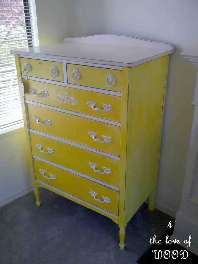 4 the love of wood YELLOW DRESSER & WHITE HARDWARE let the sun shine in
