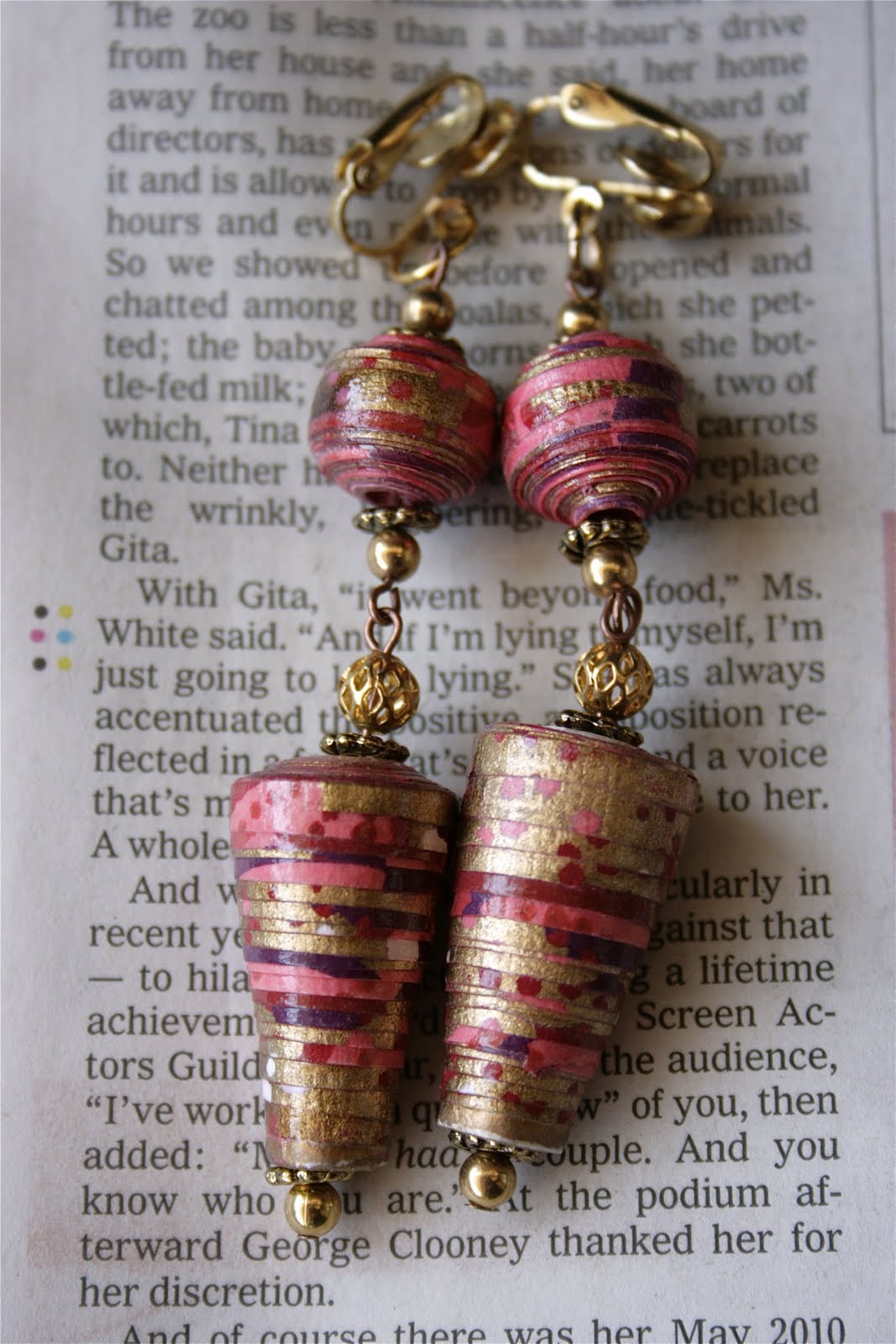 The Poetic Craft/Organic & Recycled Jewelry: Paper Bead Cip Earrings