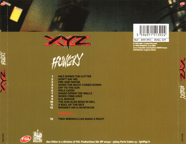 XYZ - Hungry [Axe Killer remaster 1999] back cover