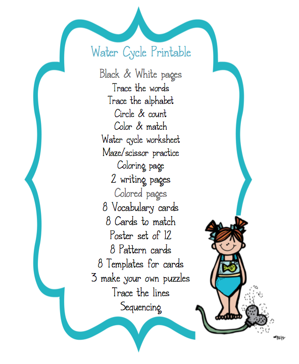 Preschool Packet "Water Cycle" ~ Preschool Printables