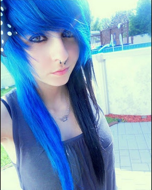 blue-hair, emo-girl, cute