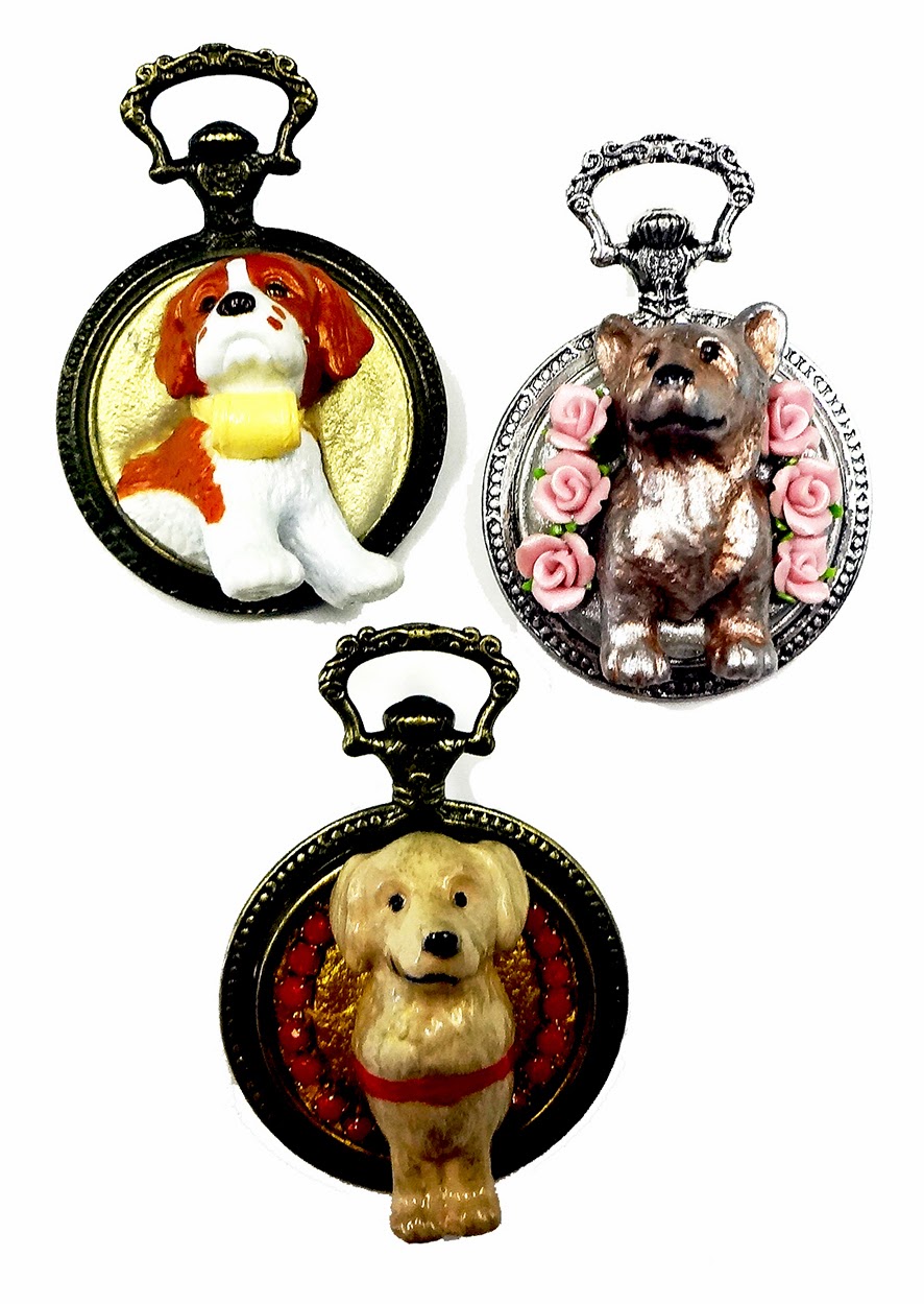 Resin Crafts Puppy Pendant Pocket Watches!