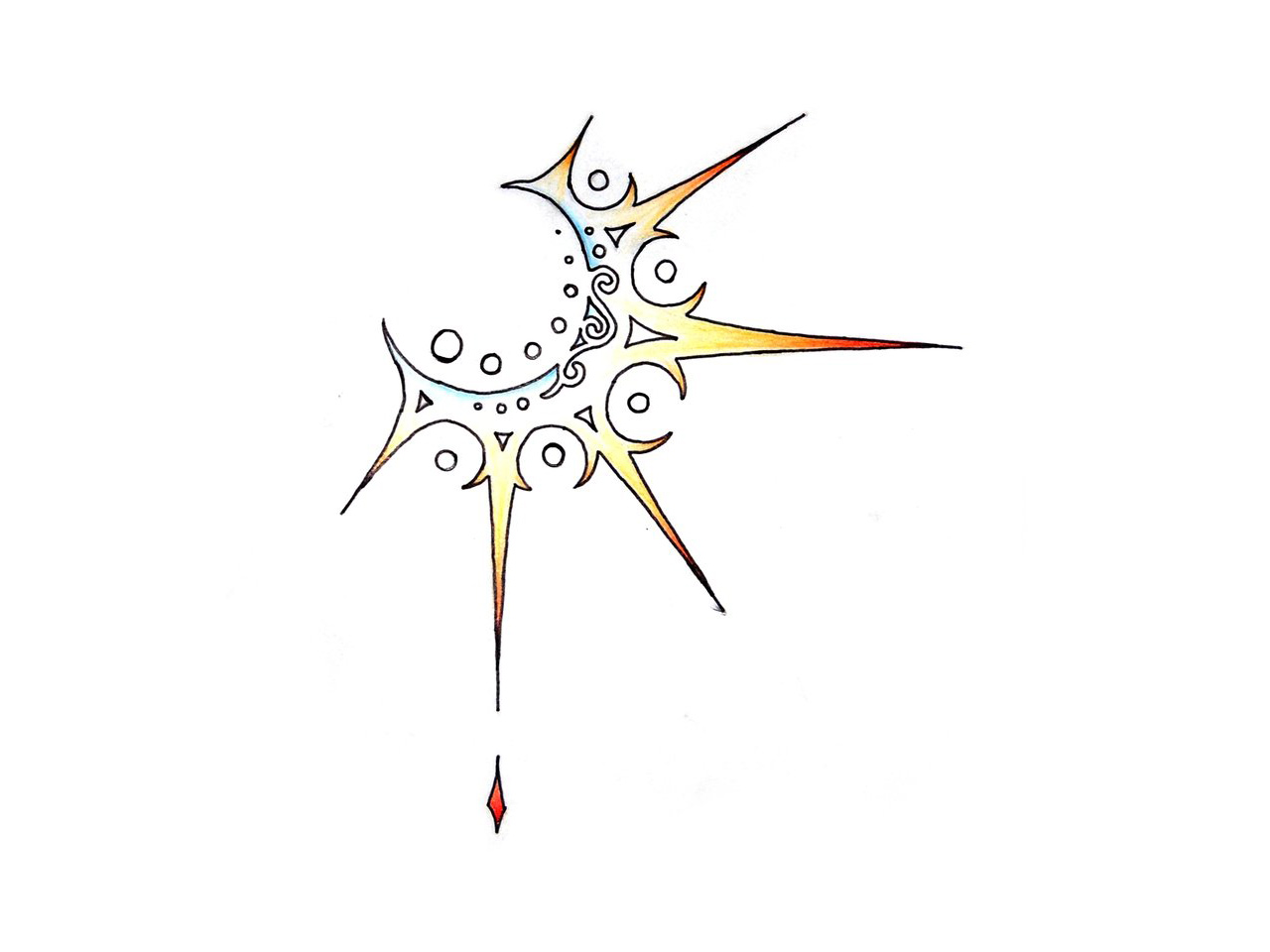 tattoo design of abstract sun of half body its a coloured abstract ...