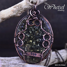 Back side of the orgonite with mother of pearl wire wrapped tree of life pendant - ©2015 Tim Whetsel Jewelry