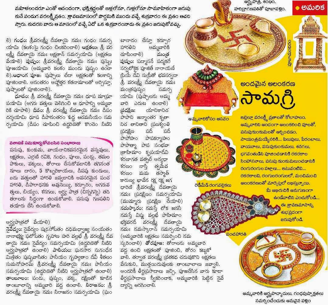 TELUGU WEB WORLD DETAILED TELUGU ARTICLE ABOUT VARALAKSHMI VRATHAM AND