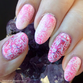 Pink lace stamping nail art