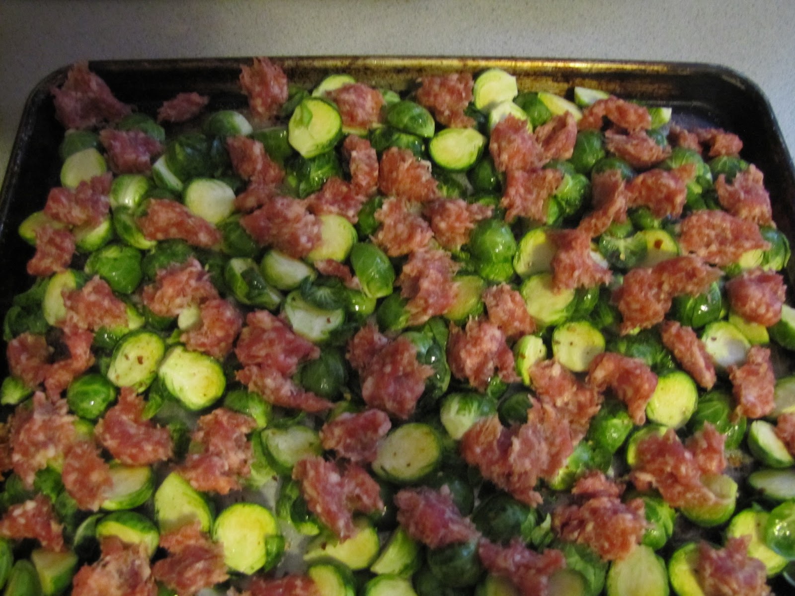 Roasted Brussel Sprouts w/Sausage & Garlic Faithfulness Farm