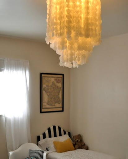 faux capiz chandelier lit