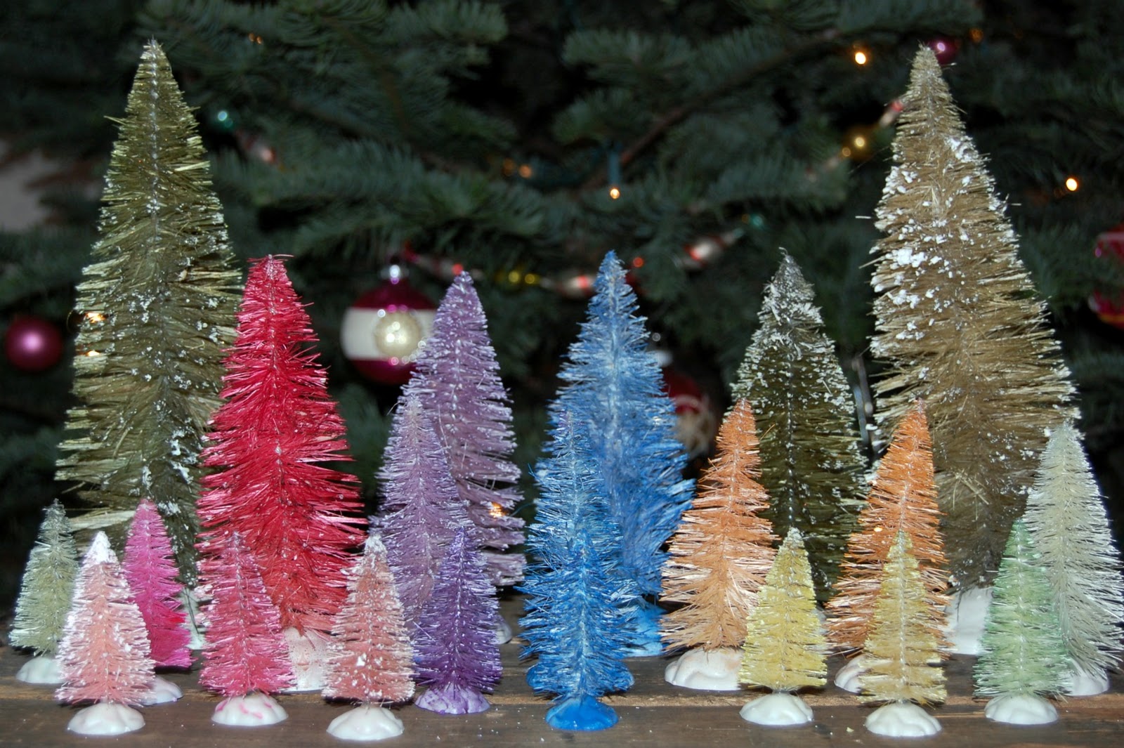 Vintage Handmade Dying Bottle Brush Trees