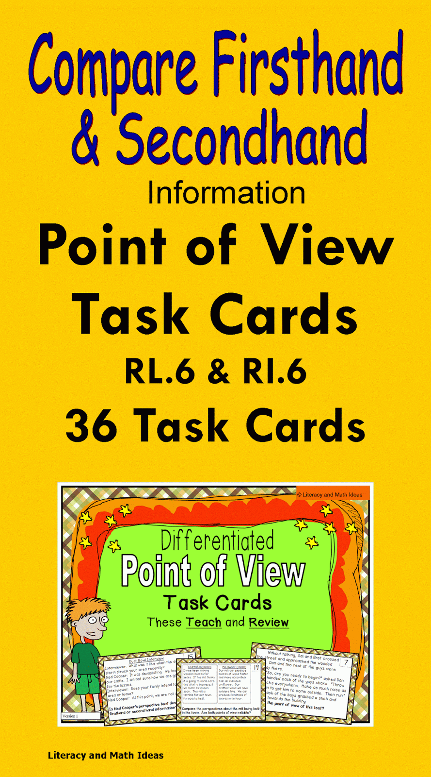 Literacy & Math Ideas Differentiated Point of View Task Cards