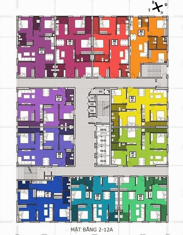 mặt bằng tầng 2-12a chung cư 283 khương trung bộ công an