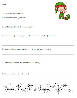 Smiling and Shining in Second Grade: Christmas Fix-It Sentences