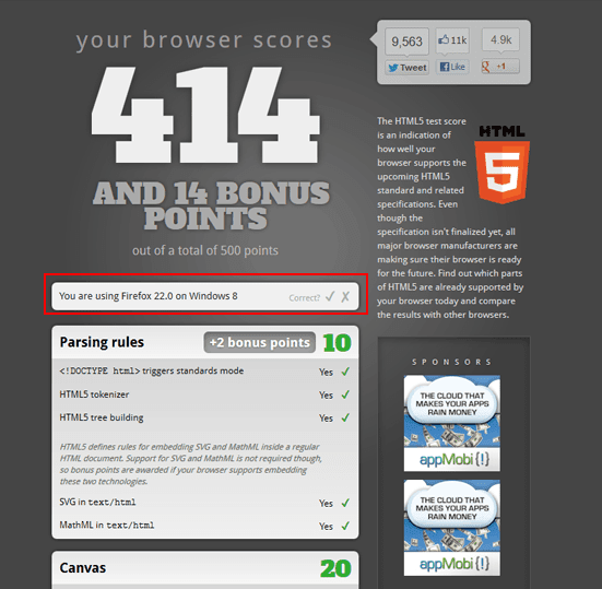 Firefox Nightly HTML5 scores