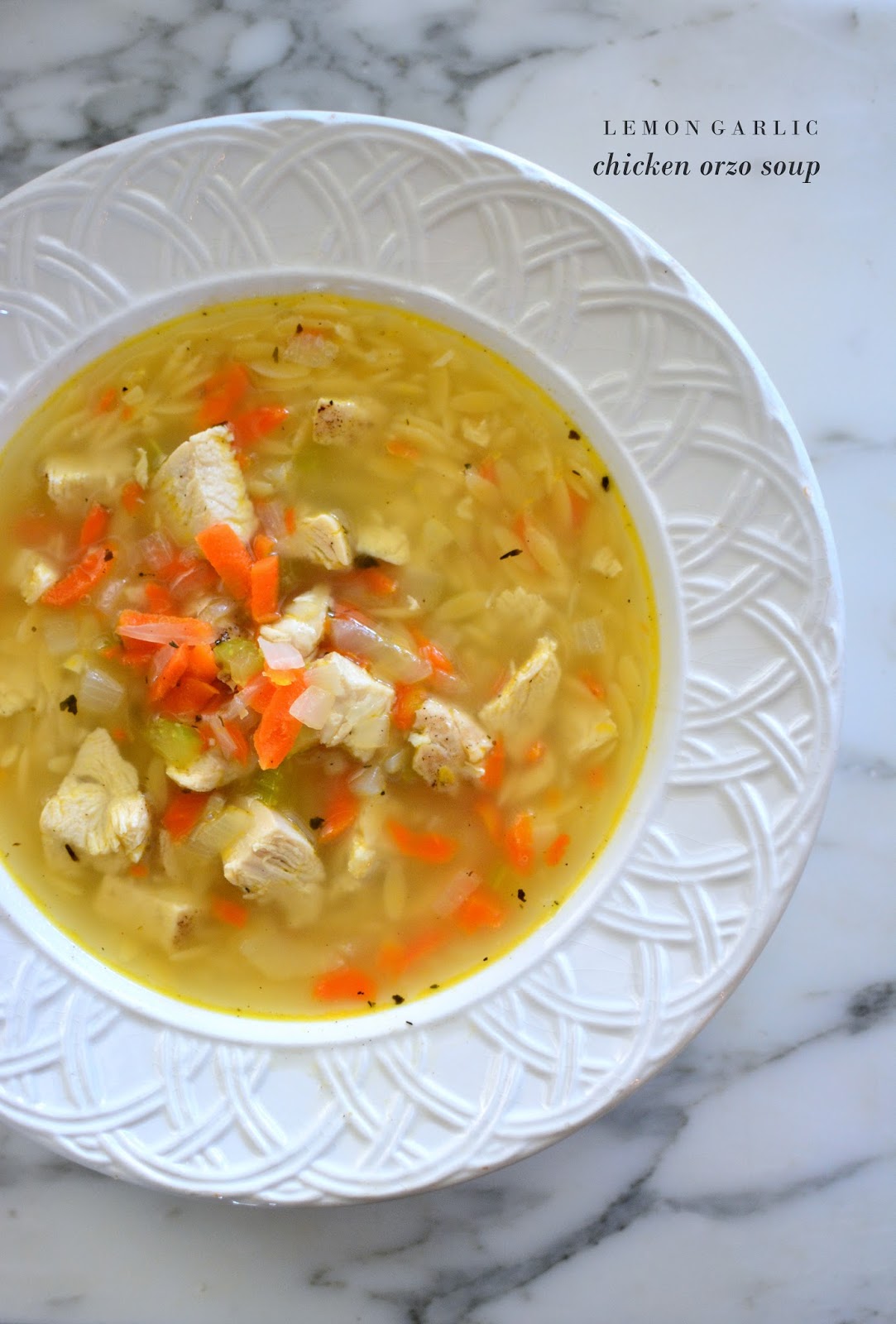 lizzy write lemon garlic chicken orzo soup