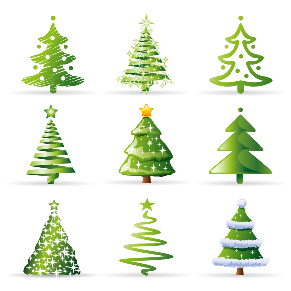 Iconos de Abetos de Navidad - vector