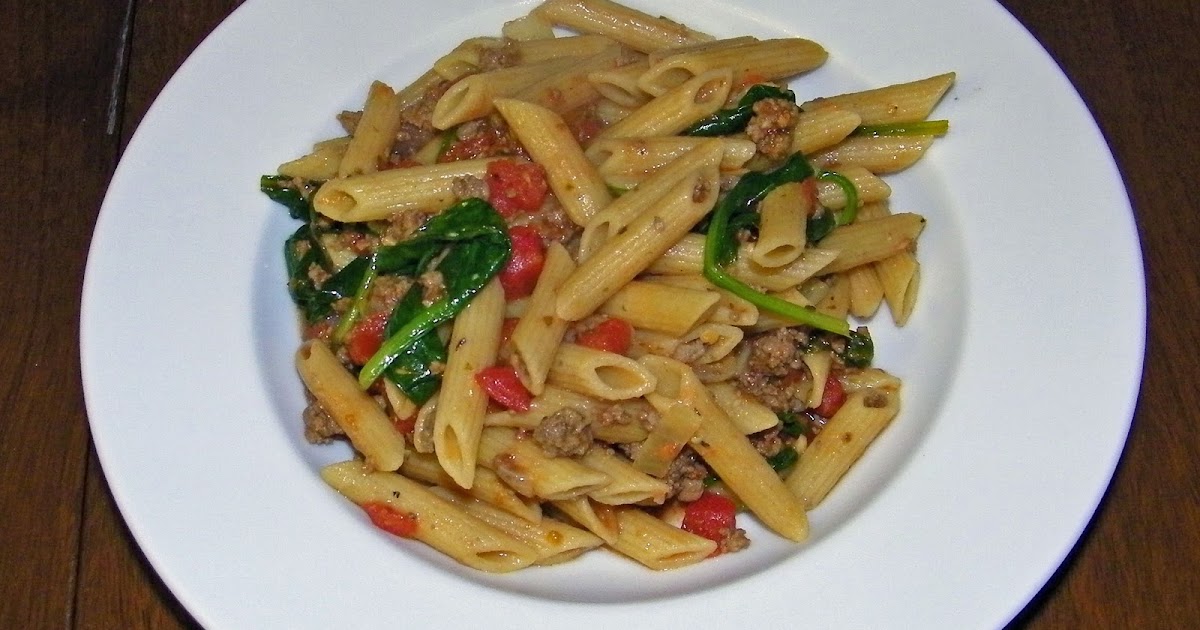 Costco Cuisine Pasta In A Hearty Red Sauce With Fresh Spinach