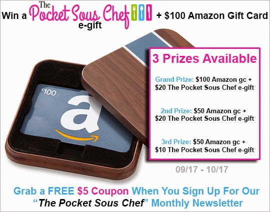 Pocket Sous Chef Launch Giveaway - Amazon Gift Card Pocket Sous Chef Launch Giveaway - Amazon Gift Card
