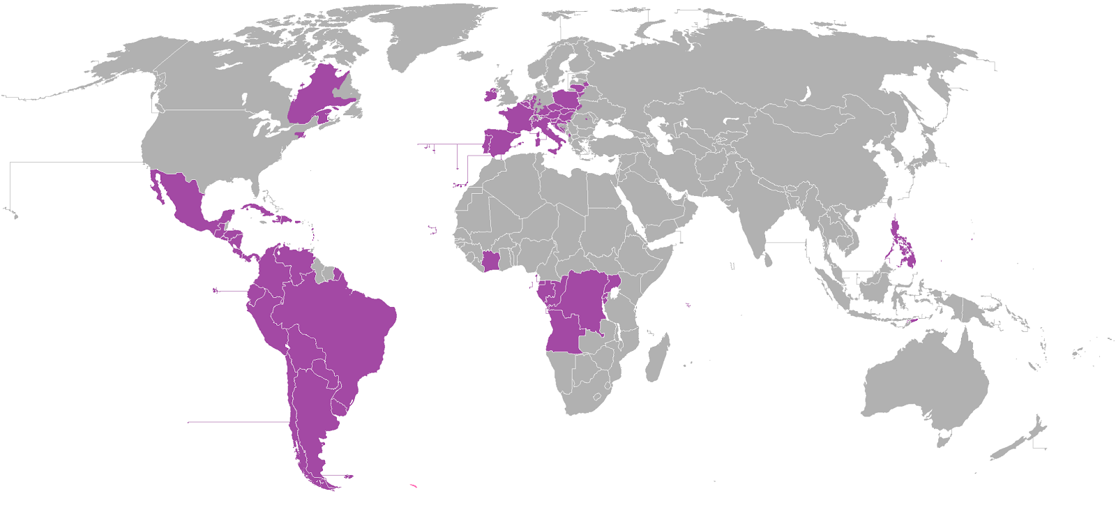 A map showing countries of the world with a Catholic majority