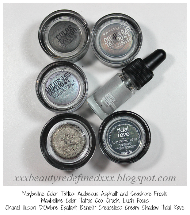 BeautyRedefined by Pang Grey/Silver Cream Eyeshadow Swatches