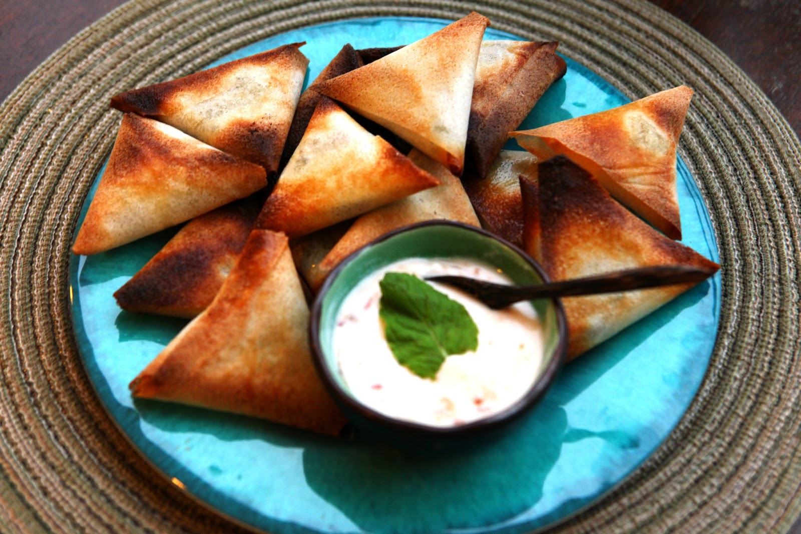The Mistress of Spices Spicy pumpkin & edamame samosas with sweet