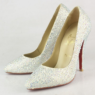 christian louboutin bridal shoes glitter pumps satin white ...