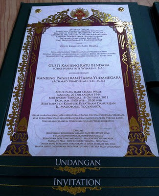 ini isi tulisan di dalam kartu undangan royal wedding putri bungsu