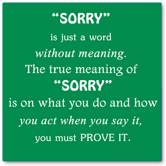 Sorry is just a word without meaning the true meaning of sorry