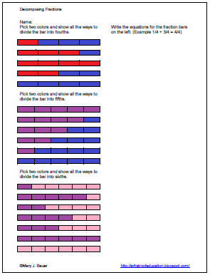 Artistry of Education: Decomposing Fractions Freebie