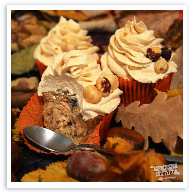 Cupcakes Otoñales De Castañas Y Praline De Avellanas / Chestnut With Hazelnut Praline Autumn Cupcakes
